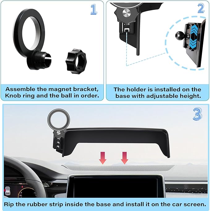 Car Phone Holder for VW Atlas 2024 2025 2026/ VW Altas Cross Sport 2024 2025 2026 Accessories Apply to 12 Inch Touch Screen Fixed Clip Magnetic Cell Phone Mount Hands-Free 360° Rotation