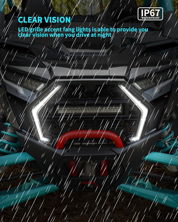 LED Grille Accent Fang Lights for Polaris RZR PRO XP/PRO R/S 2025, Waterproof Turn Signal & Signature Lamps, Replace #2417278, 2417279