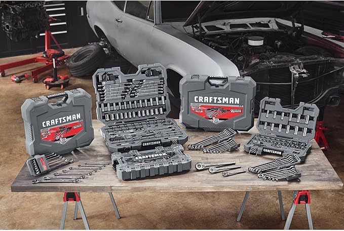 CRAFTSMAN OVERDRIVE 49-Piece Gunmetal Chrome Mechanics Tool Set, Standard SAE/Metric Socket Set, with Hard Case (CMMT99049L)