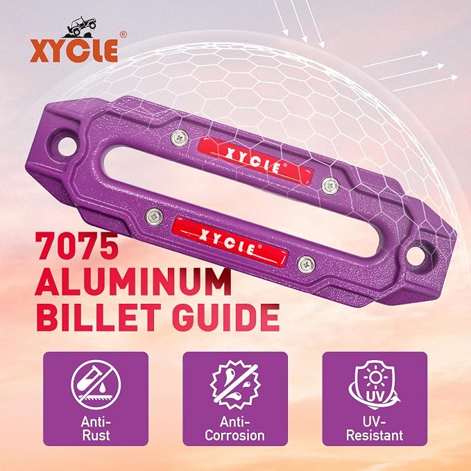 Winch Fairlead with Tow Hook, Purple, 10 in. (254 mm) | Synthetic Rope Fairlead, Forged Winch Hook, 10000 lb. - 20000 lb Towing, For SUV Truck Trailer Jeep, Electric Winches