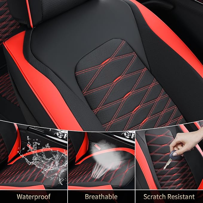 FLORICH Car Seat Covers Front Seat, Leather Seat Covers for Cars, Waterproof Car Seat Protector Breathable, Front Seat Covers for Cars, Automotive Seat Covers Universal Fit for Most Cars SUV Truck