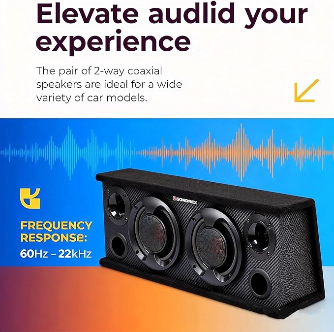 6.5 Speakers,2-Way Car Speakers,Door Speaker,Car Audio Tweeters,Speaker System Full Range,400W Max,4 Ohm,Wide Frequency Response,Enhanced Bass,Coaxial,Car Stereo System