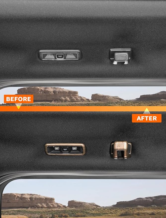 Savadicar 5-Piece Overhead Interior Trim Set for 2021-Present Ford F150, Wood Grain Finish Roof Overlay Accent, Interior Decorative Accessories