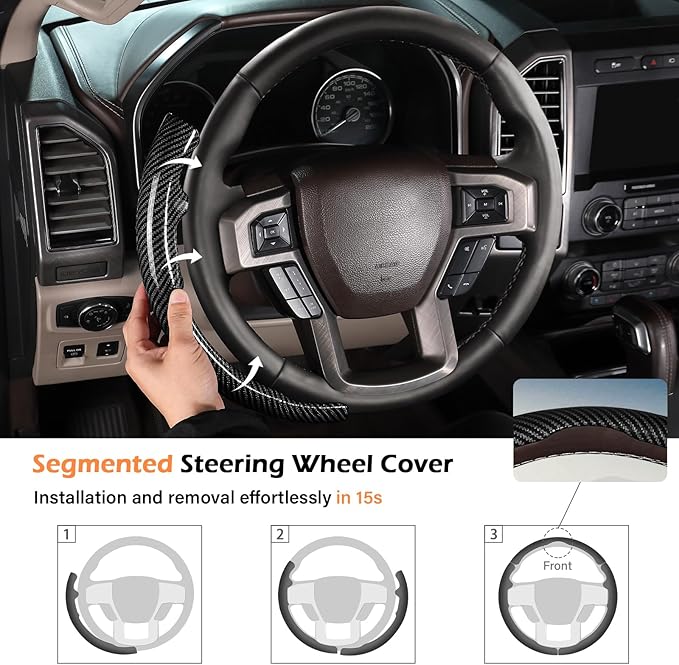 Steering Wheel Cover for Ford F150 2015-2020/F250 2017-2021/F350 2017-2021/F450 2017-2021/F550 2017-2021/Ford Expedition 2018-2021 Custom-fit Car Steering Wheel Cover for Ford Steering Wheel Protector
