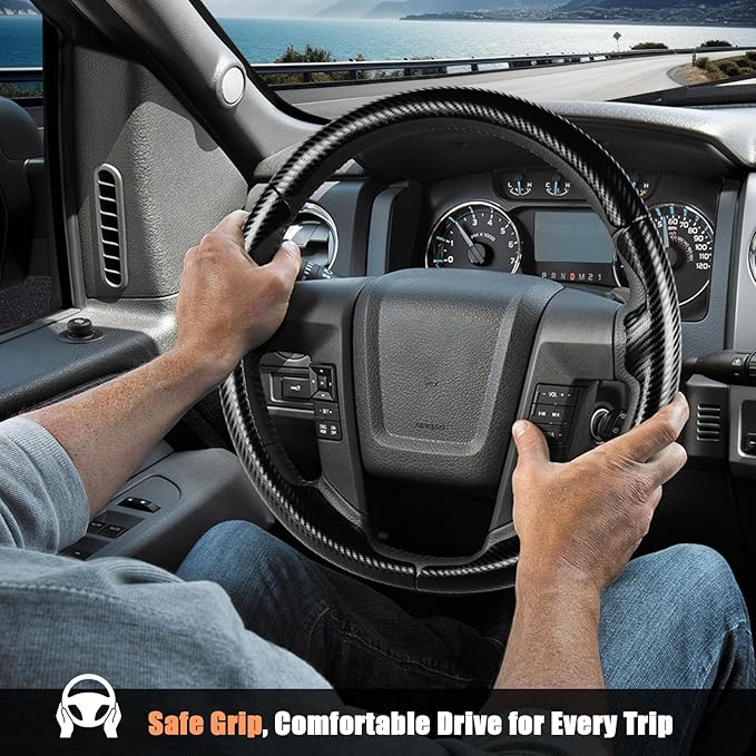 Steering Wheel Cover for Ford F150 2009-2014/Ford Expedition 2015-2017 Custom-fit Car Steering Wheel Cover for Ford Steering Wheel Protector
