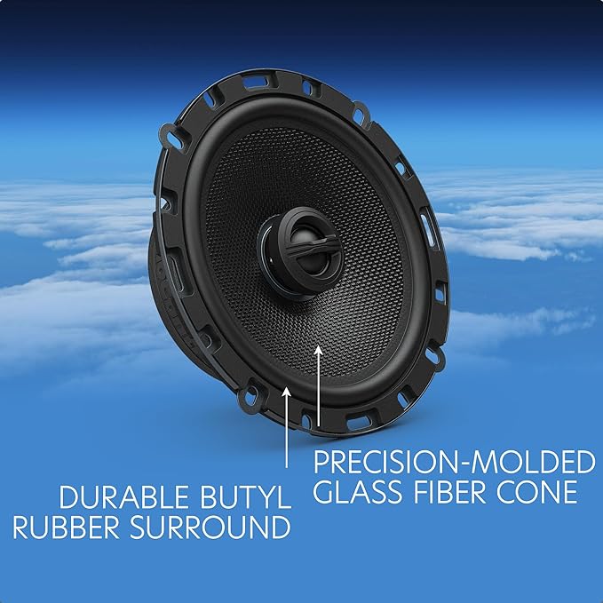 AudioControl Altitude Series 6.5" Coaxial Car Speakers Set (Pair), 100W RMS, 4 Ohms, Easy Installation, Low Profile Shallow Mount, Full-Range Rear or Front Door Speakers for Truck or Car Audio System