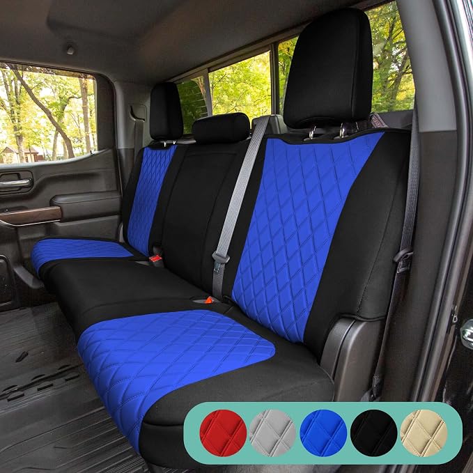 FH Group Custom Fit Car Seat Covers Specifically Made for 2019-2023 Chevrolet Silverado 1500 2500HD 3500HD RST | LTZ | HIGH COUNTRY Ultraflex Neoprene Water Resistant Seat Covers - Rear Set Gray