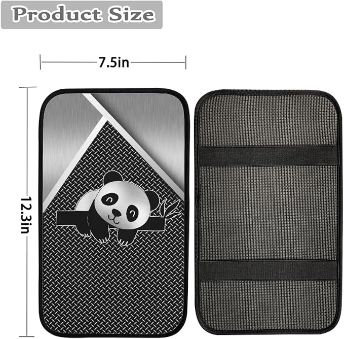 Howilath Sliver Panda Pattern 10pcs Car Front Seat Covers/Steering Wheel Cover/Seatbelt Pads/Keychain/Armrest Cushion/Coasters Vehicle Seat Protector Accessories
