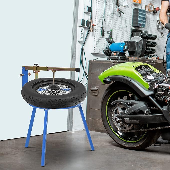 DURHAND Motorcycle Tire Changing Stand Durable Steel Machine with Adjustable Bead Popper and Leverage Handle for 16" - 24" Multi Size
