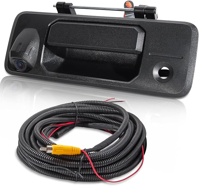 EWAY Tailgate Handle Backup Camera for 2014-2019 Toyota Tundra 2016-2020 Toyota Tacoma Tailgate Liftgate Latch Handle Reverse Rear View Back Up Camera w/Key Hole, Replaces# 69090-0C090, 69090-0C091