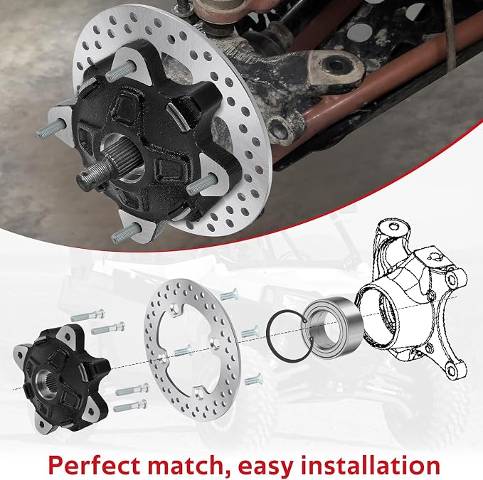 JAVIK Front Wheel Hub Brake Rotor Kit Compatible with Polaris Ranger 800 Diese-l 900 700 RZR 900 800-4 570 ACE 570 900 OEM# 5137659-067 3515090 5254999 7517871