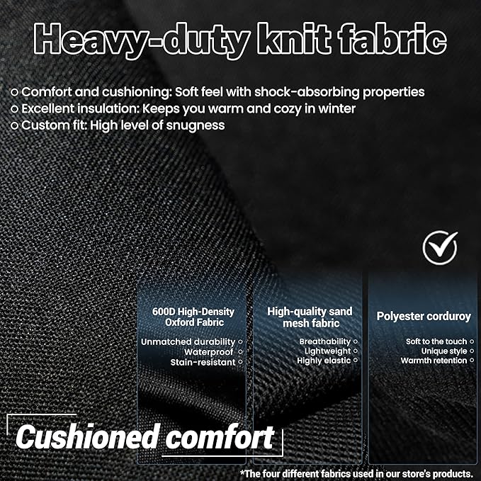 40/60 Split Bench Design Front Seat Cover for Isuzu NPR 1995-2005, Knitted Fabric with Soft Foam Lining, Breathable Seat Protector-Balck