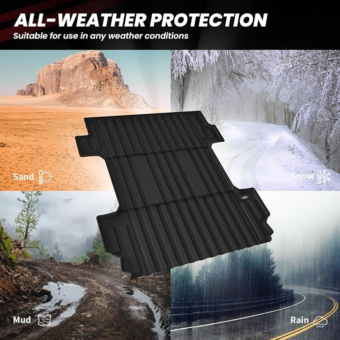 LASFIT Truck Bed Mat 2020-2026 for Chevrolet Silverado/GMC Sierra 2500HD 3500HD (Only Fit 6.8FT, Not Fit 5.8FT/6.6FT) All Weather TPE Custom Fit Car Bed Mat, Black (Not for 5th Wheel Package)