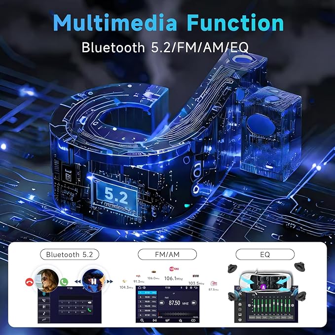 Single Din Car Stereo with Wireless Carplay Android Auto, 10.1-Inch Rotation Touch Screen with Bluetooth, FM AM RDS Radio, GPS, Mirror Link, SWC, EQ, Dual USB, AUX + Camera+MIC