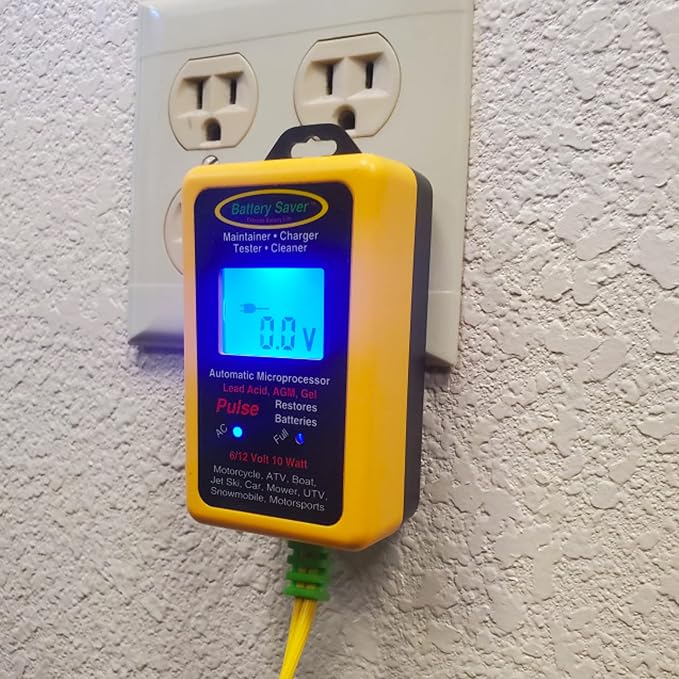Battery Saver 6V/12V 10 Watt Pulse Maintainer & Tester (Gen. 3) for 1 Vehicle Battery with Low/No Parasitic Power Draw