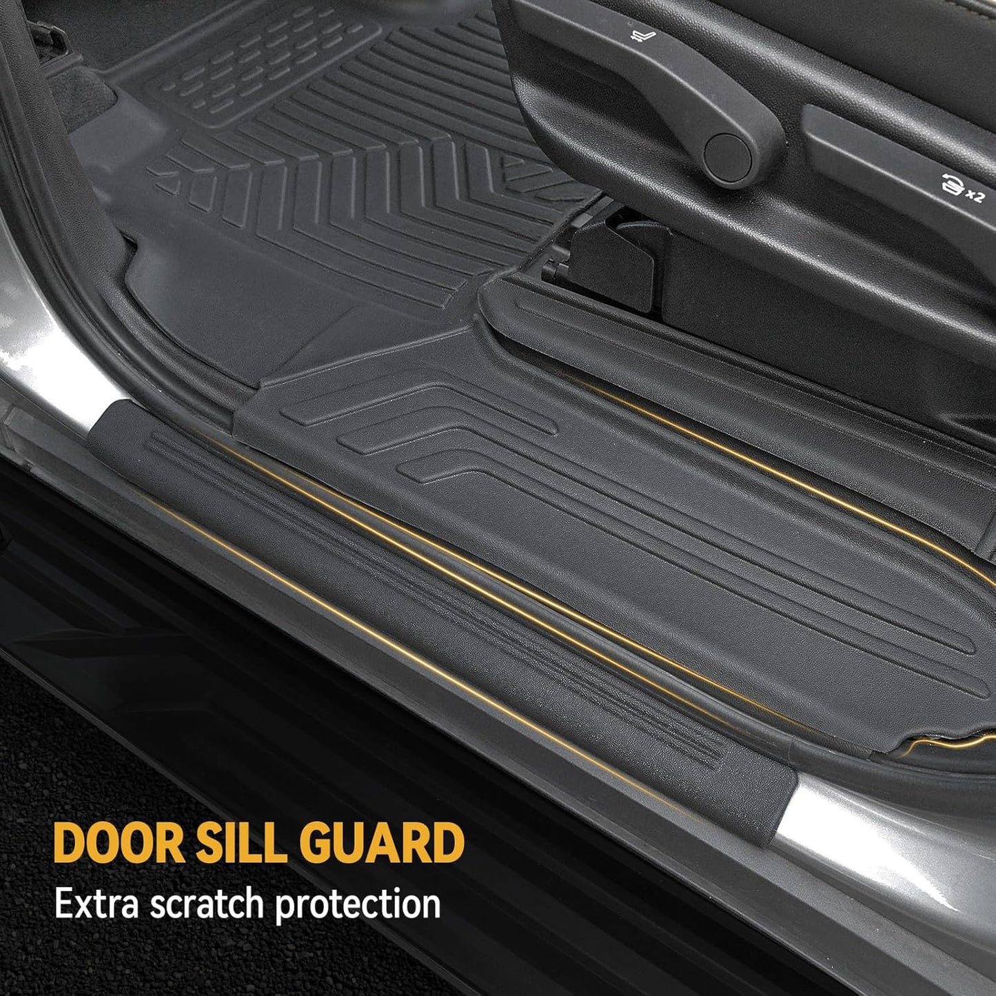 Floor Mats Set for 2021-2025 Chevy Suburban 7 Seats/GMC Yukon XL Accessories, Full Coverage All Weather Floor Mats Cargo Mat with 3rd Row Backrest Protectors & Door Sill Guards