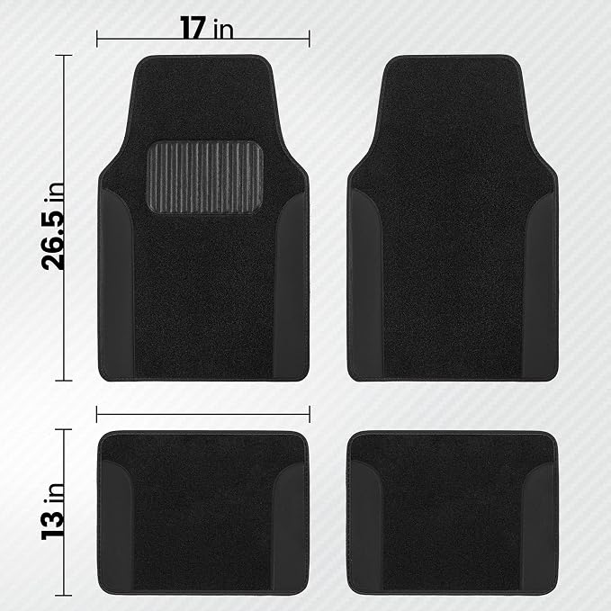 BDK CarXS Black Car Seat Covers Full Set with Matching Set of Floor Mats for SUV, Car, & Truck - Car Seat Covers Front Seats & Bench Seat Cover Car Seat Protector Car Mats Full Set Interior Covers