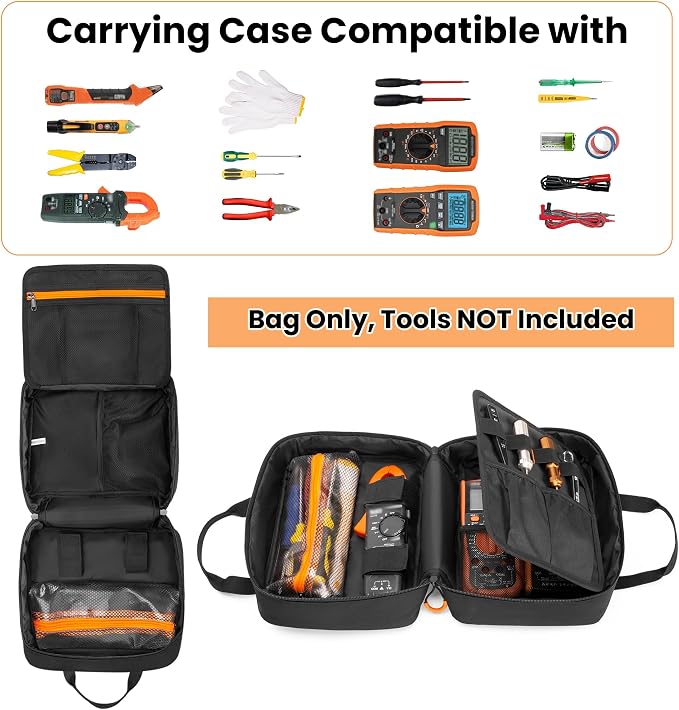 Rexmica Carrying Case Compatible with Klein Tools 80101/ ET310 AC Circuit Breaker Finder, Home Tester Kit Storage Bag for Digital Multimeter, Clamp Meter or Other Electrical Test Tools (Bag Only)