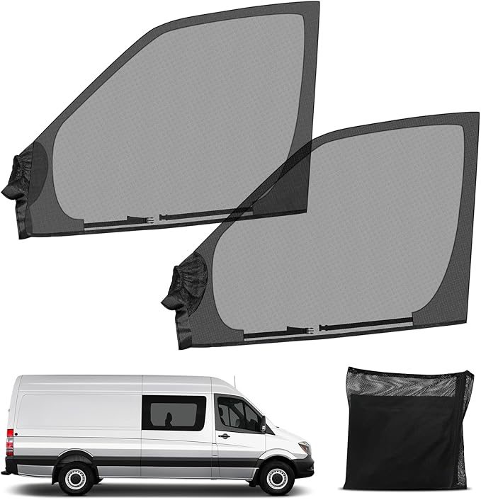 Magnetic Van Window Screens, 42 x 29 inches Front Door Bug Screens (Pair), Universal Size for Promaster, Sprinter and Other Vans & Cars, Keeps Bugs Out Magnetic Bug Mesh, Easy to Install