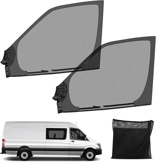 Magnetic Van Window Screens, 42 x 29 inches Front Door Bug Screens (Pair), Universal Size for Promaster, Sprinter and Other Vans & Cars, Keeps Bugs Out Magnetic Bug Mesh, Easy to Install