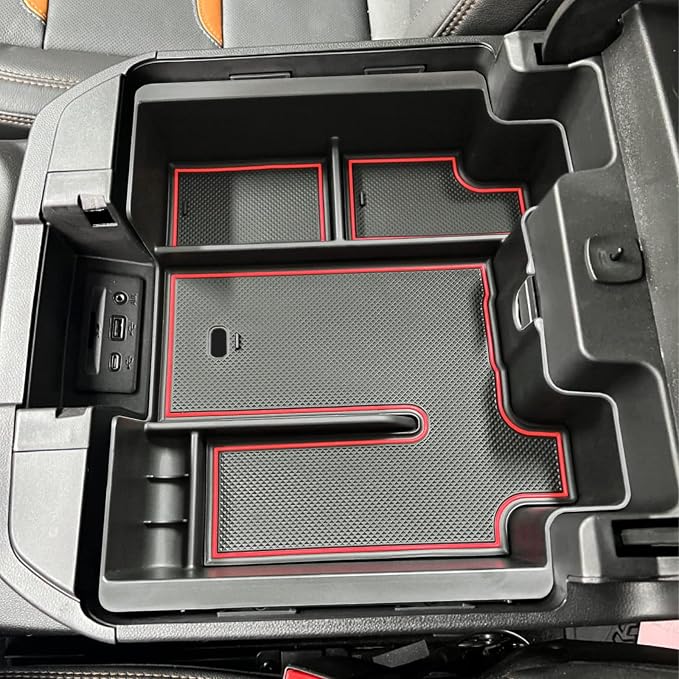 EDBETOS Red Full Size Center Console Organizer and Center Console Tray Fit 2019-2022 Chevy Silverado/GMC Sierra 1500 and 2020-2022 2023 Silverado/Sierra 2500HD 3500HD