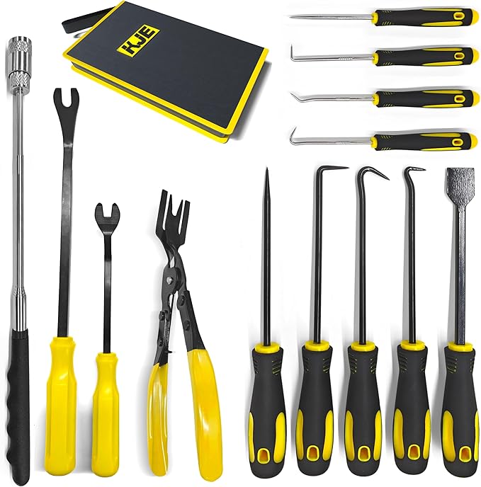 KJE 13-Piece Automotive Pick and Hook Set with O-Ring Pick Hose Pick and Right Angle Tools for Auto Repair Engine Maintenance Transmission Service Electrical Work