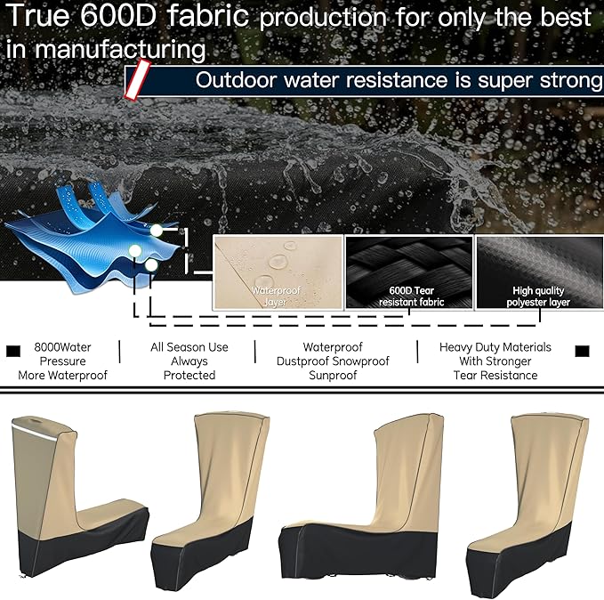 Electric Scooter Cover (300W-800W) - All Season Universal Fit, Better Fit Design,Heavy Duty Oxford Fabric,Dustproof Windproof Protection, (Khaki and Black)(47X24X45)