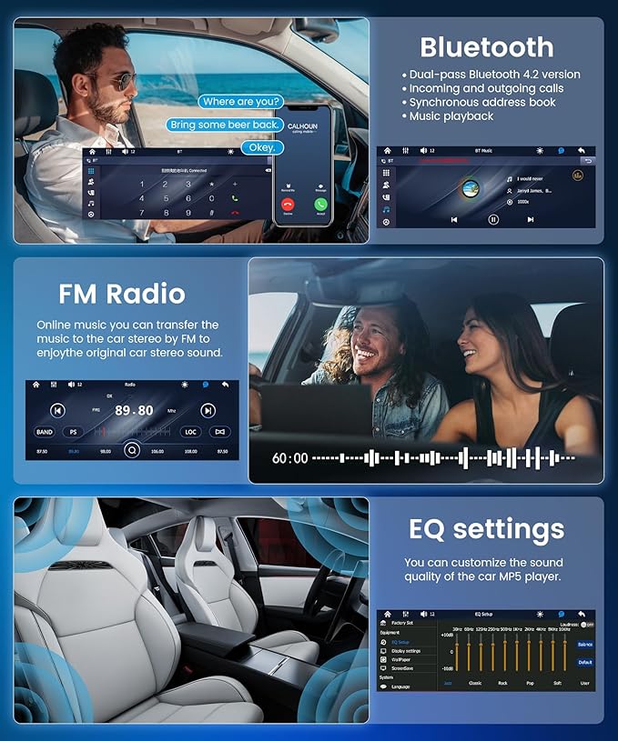6.9 Inch Single Din Car Stereo with Wireless CarPlay/Android Auto/Mirror Link,1 Din IPS Touchscreen Car Radio Bluetooth Handsfree FM Type-C USB EQ Reverse Camera SWC