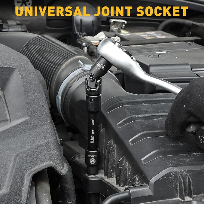 4-Piece 3/8" Drive Socket Extension Bar Set, 3, 6, 10 inch Professional Extension Set, 3/8 Inch Drive Universal Joint Socket, Premium Cr-V Steel Sockets Wrench Extender