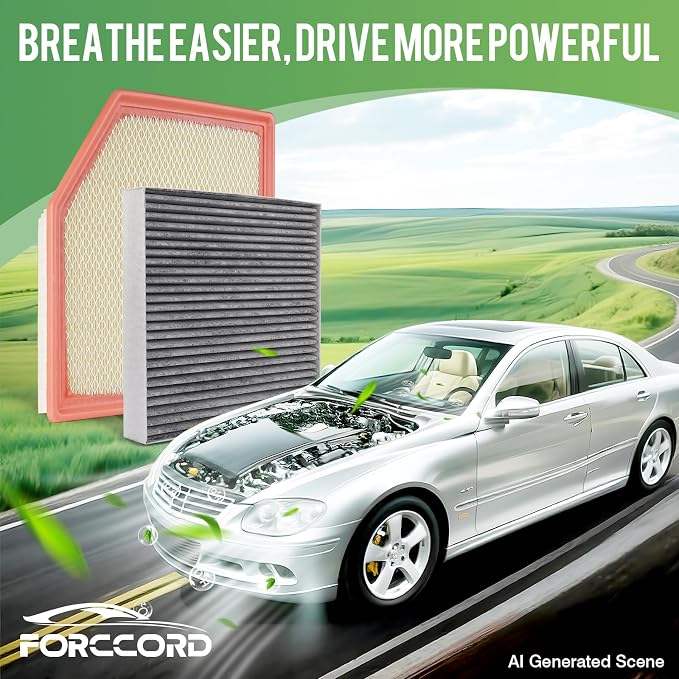 Cabin & Engine Air Filter Fit for 2023-2026 Chevrolet Colorado 2.7L, 2023-2026 GMC Canyon 2.7L Activated Carbon Cabin Filter Replacement CF11966 84848112 Car Accessories