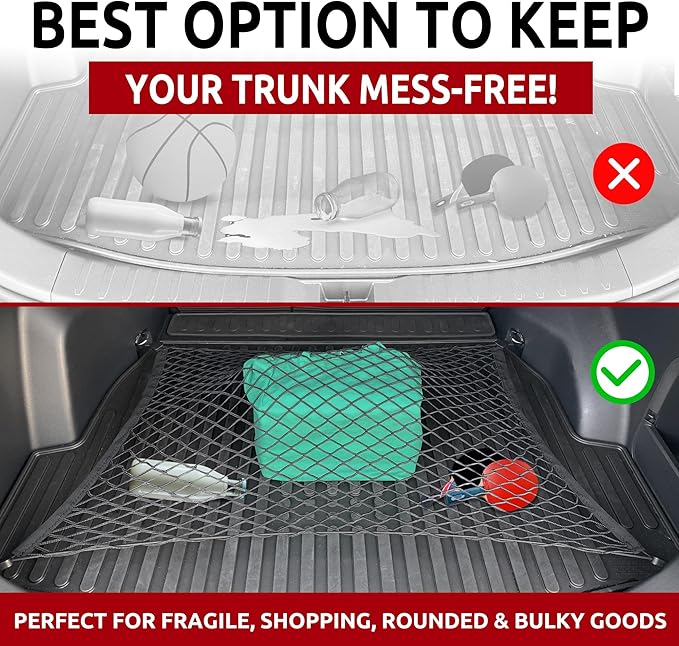 Envelope + Floor Style Trunk Mesh Cargo Net for Toyota RAV4 Hybrid Prime 2019-2024 - Car Accessories - Premium Trunk Organizer and Storage - Vehicle Carrier Organizer for Toyota RAV4