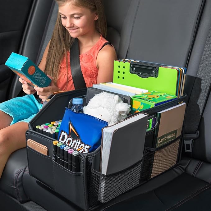 Car Seat Organizer for Front Seat and Back Saet for Travel Kids and Adults Car Office, 50 PCS Disposable 2 Gallon Car Trash Bags Hanging, Leak-proof, Odor Seal.