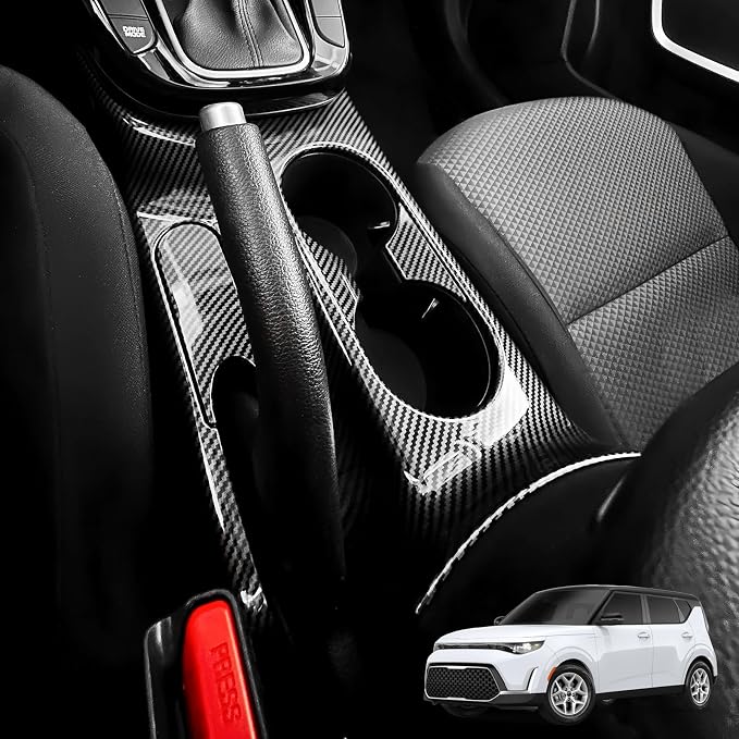 YOUTOOCAR Water Cup Holder Trim Cover Compatible with Kia Soul 2020-2026 Accessories (Carbon Fiber Pattern)