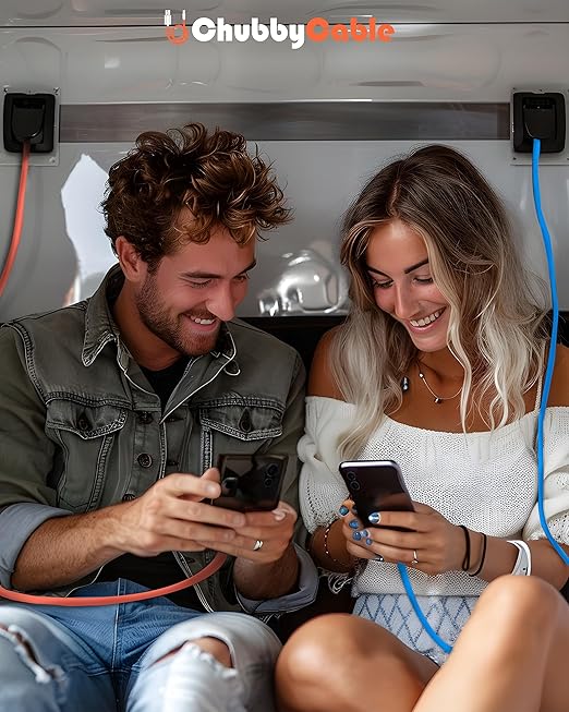 chubbycable Couple Chubby 2 Pack 240W USB C Cable Extra Thick Silicone Fast Charging Cable Compatible with iPhone 17-15 Series iPad Galaxy Series, Blue+Pink, Type-C to Type-C, 3.3FT