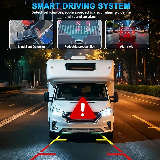 Backup Camera System Kit with 2 Cameras and 7 Inch HD Monitor IP69 Waterproof Night Vision Backup Camera Rear View Camera for Truck RV Van SUV Pickup