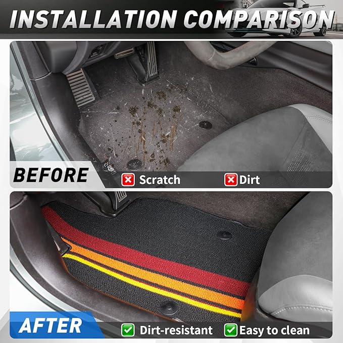 Floor Mats Protectors Floor Liners Compatible with for Corvette C8 Coupe 2020-2026 Accessories All Weather Anti-Scratch Wear-Resistant Floor Protection Carpet Foot Pad