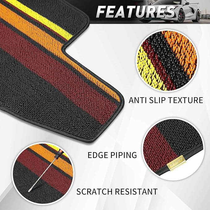Floor Mats Protectors Floor Liners Compatible with for Corvette C8 Coupe 2020-2026 Accessories All Weather Anti-Scratch Wear-Resistant Floor Protection Carpet Foot Pad