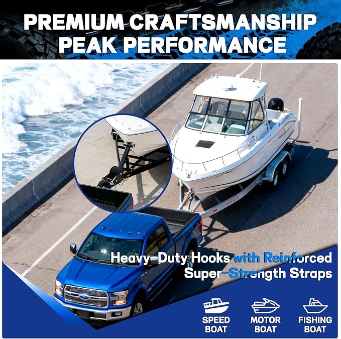Boat Winch Strap with Hook (2" x 20ft) - 18,000lb Break Strength, Heavy Duty Replacement Trailer Winch Strap with Safety Hook - Fits Pontoon, Fishing Boat, Powerboat & Jet Ski Trailers.