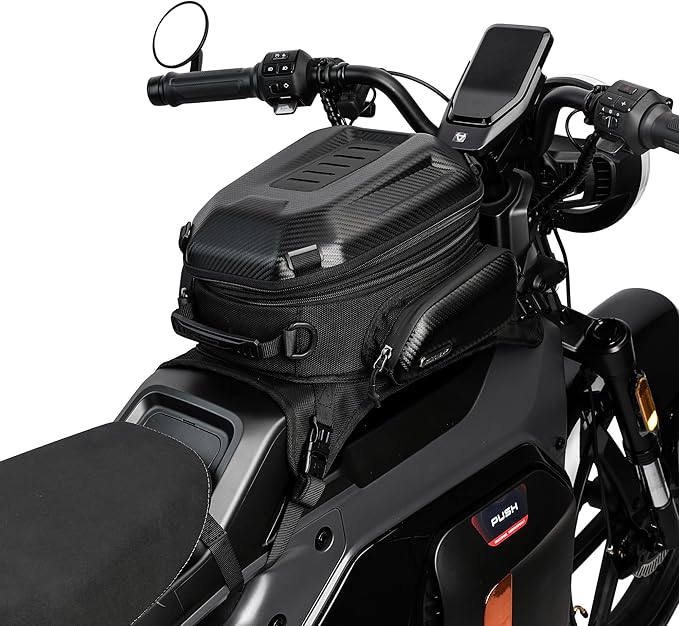 Rhinowalk Motorcycle Tank Bag Waterproof Backpack Hard-shell Expandable Rhinowalk Motorcycle Bags 15-18L Carbon Fiber Black