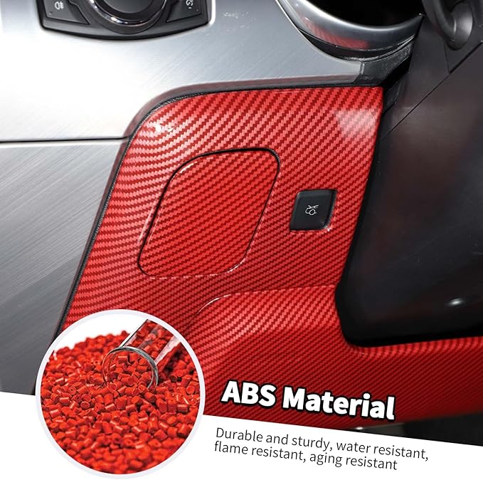 Jimen Compatible with Ford Mustang 2015-2023, 4PCS Center Console Under Panel Cover Trim (Red Carbon Fiber)