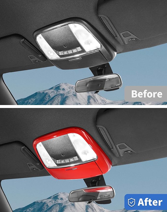 Roof Reading Light Cover Trim Fit for 2011 + Dodge Charger/Durango/Chrysler 300 Interior Accessories Red Reading Lamp Decals Cover Trim Sticker Kit