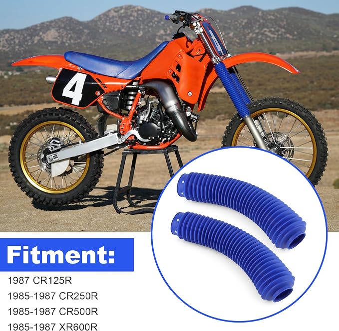 Front Fork Boots 51611-KA4-831 for Honda 1987 CR125R, 1985-1987 CR250R, 1985-1987 CR500R, 1985-1987 XR600R - 2PCS