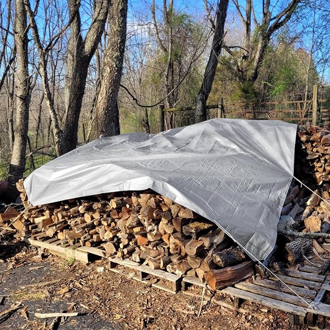 16x20 FT Tarps Heavy Duty Waterproof,12 Mil Large Tarps with Grommets and Reinforced Edges, UV Resistant, Tear&Fade Resistant, Heavy Duty Covers for Outdoors Patio Camping