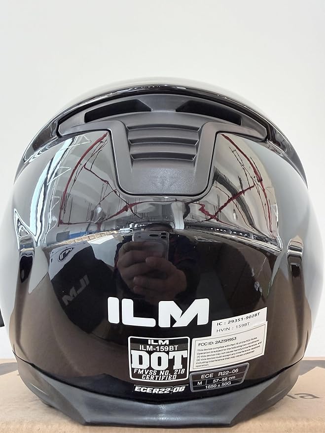 ILM Bluetooth Motorcycle Modular Helmet 2-3 Riders Intercom Flip up Full Face Helmet with Dual Visor DOT Model 159BT (GlossBlack, M)