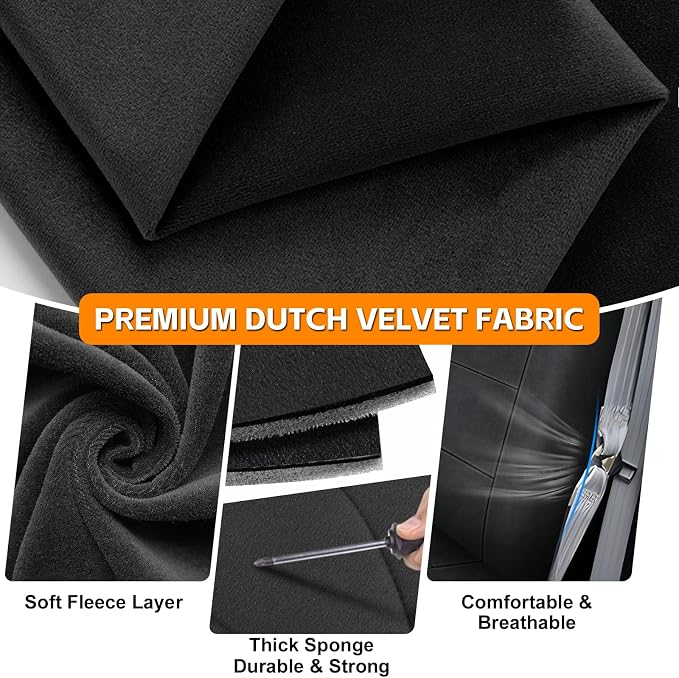 Truck Seat Covers Compatible with 1988-1994 Chevy C/K 1500 C1500 K1500, 40/60 Split Bench with Headrests, Universal Dutch Velvet Automotive Cover, Black & Gray