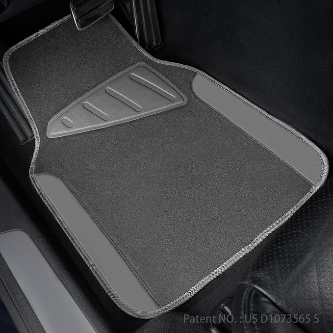 CAR PASS Waterproof Universal Fit Car Floor Mats, Car Mats Fit for SUV,Vans,sedans, Trucks,Set of 4pcs Car Carpet with Driver Heel Pad (All Gray)