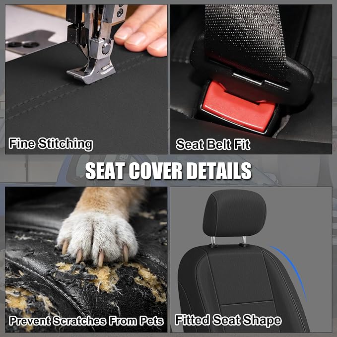 SAPUBK Custom-Fit Rear Seat Covers Replace for 2015-2025 Ford F150 and 2017-2025 F250 F350 F450 40/60 Split Seat, Premium Neoprene Composite Soft Foam Lining Airmesh Breathable Seat Cover