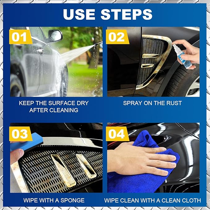 Iron Powder Remover, 100ml Iron Remover Car Detailing, Multipurpose Car Rust Removal Spray, Safe Instant Iron Powder Remover Spray Car Iron Remover for Wheels, Paint, Brake (2pc 1oz)