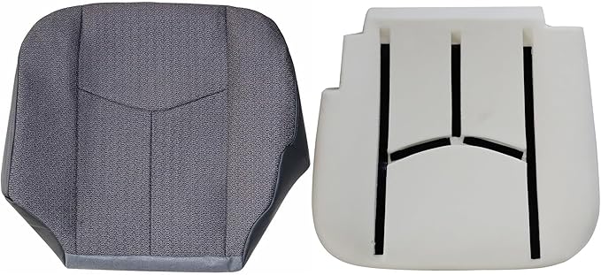 GXARTS Dark Gray 69C Driver Side Bottom Cloth Seat Cover & Seat Foam Cushion Replacement Compatible with Chevy Silverado GMC Sierra 1500 HD 2500 HD 3500 2003 2004 2005 2006 2007