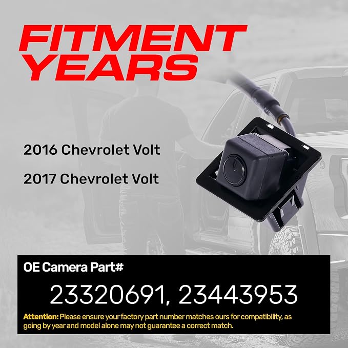 Master Tailgaters Replacement for Chevrolet Volt (2016-2017) Rear View Backup Camera OE Part # 23320691, 23443953